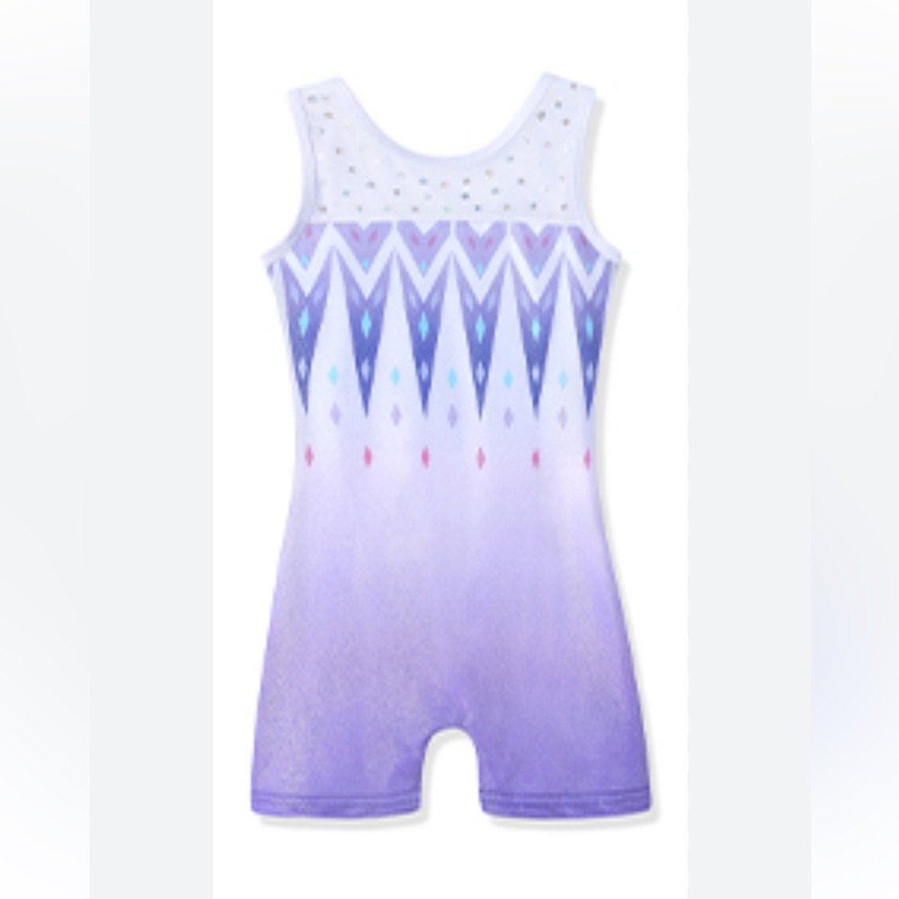 Geometric Purple and White Leotard dance